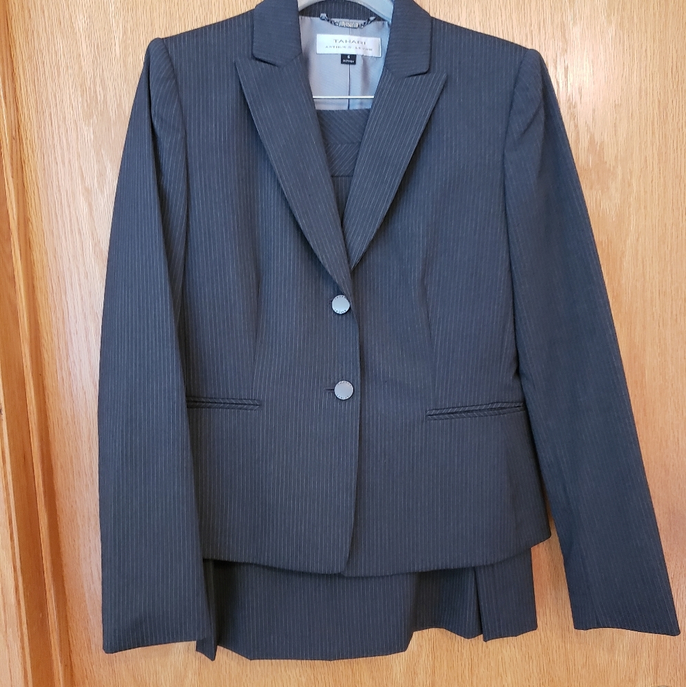 Tahari Pinstriped Suit Set